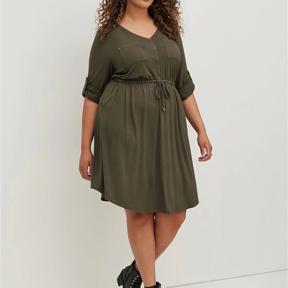 NWT Torrid Super Soft Knits Olive Shirtdress Sz 2X
